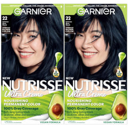 Garnier Hair Color Nutrisse Nourishing Creme  22 Intense Blue Black (Mulberry) Permanent Hair Dye  2 Count (Packaging May Vary)