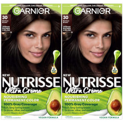 Garnier Hair Color Nutrisse Nourishing Creme  30 Darkest Brown (Sweet Cola) Permanent Hair Dye  2 Count (Packaging May Vary)