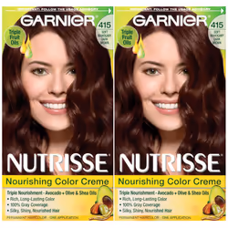 Garnier Hair Color Nutrisse Nourishing Creme  415 Soft Mahogany Dark Brown (Raspberry Truffle)  2 Count