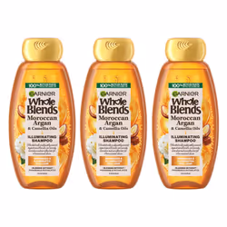Garnier Whole Blends Moroccan Argan & Camellia Oils Illuminating Shampoo for Silky Shine  12.5 Fl Oz  3 Count (Packaging May  ...