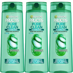 Garnier Fructis Pure Clean Purifying Shampoo  Silicone-Free  12.5 Fl Oz  3 Count (Packaging May Vary)