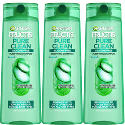 Garnier Fructis Pure Clean Purifying Shampoo  Silicone-Free  12.5 Fl Oz  3 Count (Packaging May Vary)