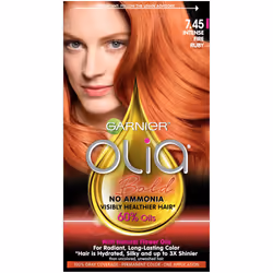 Garnier Olia Bold Ammonia Free Permanent Hair Color (Packaging May Vary)  7.45 Intense Fire Ruby  Red Hair Dye  Pack of 1
