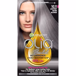 Garnier Bold Collection Ammonia Free Hair Dye Permanent Olia Color with NonDrip Velvet Cream Formula 1011 Lightest Silver Blo ...