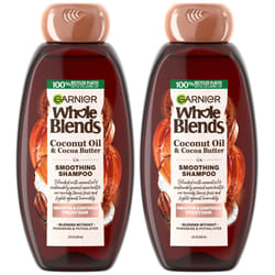 Garnier Whole Blends Coconut Oil  Cocoa Butter Smoothing Shampoo for Frizzy Hair  22 Fl Oz  2 Count Packaging May Vary