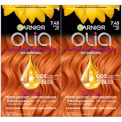 Garnier Hair Color Olia Ammonia-Free Brilliant Color Oil-Rich Permanent Hair Dye  7.45 Dark Fire Ruby  2 Count (Packaging May ...