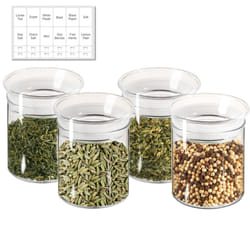 300ml Glass Jars with Sealed Lids Set of 4, Airtight Spice Storage Jars with Glass Lids for Herbs, Clear Kitchen Canister Jar Sets, Small Airtight
