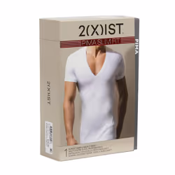 2(X)IST Men's Pima Cotton Slim Fit Deep V-Neck T-Shirt White Small