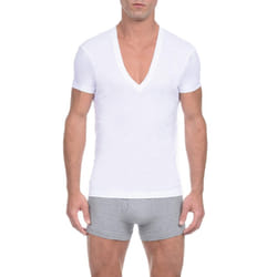 2(X)IST mens Pima Cotton Slim Fit Deep V-neck T-shirt undershirts  White  Medium US