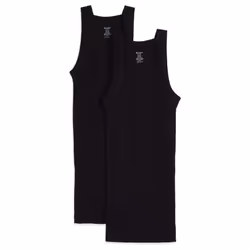 2(X)IST Men's Essential Cotton Square Cut Tank 2-Pack Deep Black  Medium