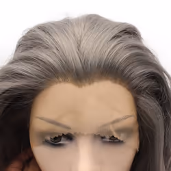 Mxangel Long Wavy Gray Heat Resistant Synthetic Lace Front Wig Natural