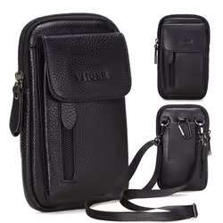 VIIGER Leather Cell Phone Shoulder Holster Compatible with iPhone 14 P
