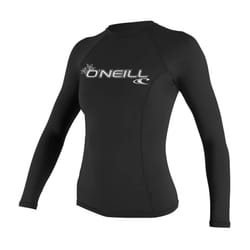 O'Neill UV 50+ Sun Protection Womens Basic Skins Long Sleeve Crew Sun Shirt Rash Guard  Black  Large