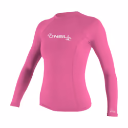 O'Neill UV 50+ Sun Protection Womens Basic Skins Long Sleeve Crew Sun Shirt Rash Guard  Fox Pink  X-Small