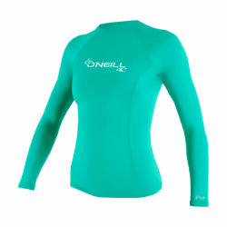 O'Neill UV 50+ Sun Protection Womens Basic Skins Long Sleeve Crew Sun Shirt Rash Guard Seaglass X-Large