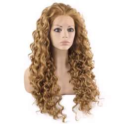 Mxangel Long Heat Resistant Synthetic Hair Celebrity Ash Blond Curly Lace Front Wig