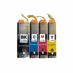 Compatible 1 Go Inks Set of 4 Cartridges to replace Brother LC3217 / non-OEM for Brother MFC Printers (4 Inks)