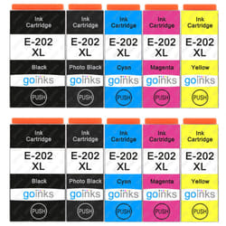 Compatible 2 Go Inks Set of 5 Ink Cartridges to replace Epson 202XL  / non-OEM for Epson Expression Photo Printers (10 Inks)