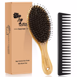 Hair Brush comb Set Boar Bristle Hairbrush for curly Thick Long Fine Dry Wet Hair Best Travel Bamboo Paddle Detangler Detangl ...