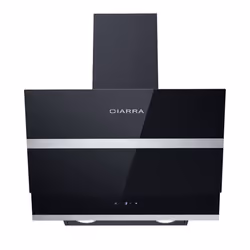 CIARRA Angled Cooker Hood 60cm Glass Chimney Hoods with Kitchen Extractor Fan LED Bulbs Grease Filters Black (600mm)