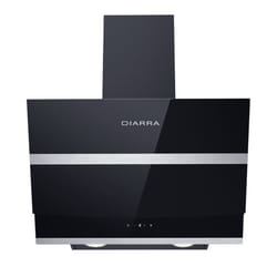 CIARRA Angled Cooker Hood 60cm Glass Chimney Hoods with Kitchen Extractor Fan LED Bulbs Grease Filters Black (600mm)