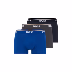 BOSS Men's 3-Pack Stretch Cotton Regular Fit Trunks Navy/Charcoal/Blu