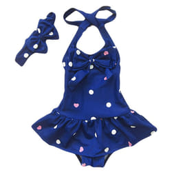 Jastore Baby Girls Swimwear One Piece Swimsuits Beach Wear with Headband (4-5T  Blue)