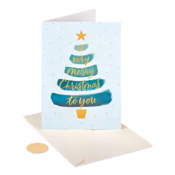 Papyrus Boxed Christmas Cards with Envelopes Joyful Holiday Christmas Tree (14-Count)