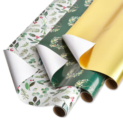 Papyrus Wrapping Paper Rolls for Christmas  Hanukkah and All Holidays  Holly  Wreath  Gold 3 Rolls  67.5 sq. ft.