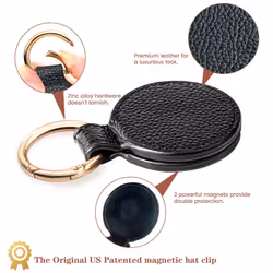 Niveaya Hat Clip for Travel  Magnetic Hat Clip Storage  Travel Hat Hooks  Vacation Beach Cruise Essentials Accessory Black
