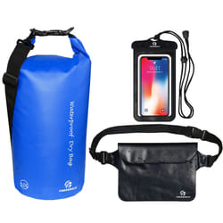 Freegrace Waterproof Dry Bags Set of 3 Dry Bag with 2 Zip Lock Seals & Detachable Shoulder Strap  Waist Pouch & Phone Case - Can Be Submerged Into Wat