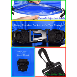 Freegrace Waterproof Dry Bags Set of 3 Dry Bag with 2 Zip Lock Seals & Detachable Shoulder Strap  Waist Pouch & Phone Case - Can Be Submerged Into Wat