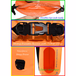 Freegrace Waterproof Dry Bags Set of 3 Dry Bag with 2 Zip Lock Seals & Detachable Shoulder Strap  Waist Pouch & Phone Case - Can Be Submerged Into Wat