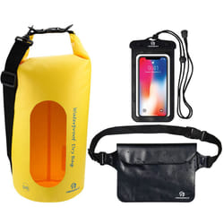 Freegrace Waterproof Dry Bags Set Of 3 Dry Bag With 2 Zip Lock Seals & Detachable Shoulder Strap  Waist Pouch & Phone Case - Can Be Submerged Into Wat