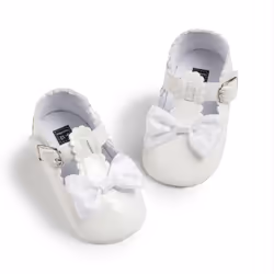 Meckior Infant Baby Girls Soft Sole Bowknot Princess Wedding Dress Mary Jane Flats Prewalker Newborn Light Baby Sneaker Shoes