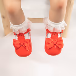 Meckior Infant Baby Girls Soft Sole Bowknot Princess Wedding Dress Mary Jane Flats Prewalker Newborn Light Baby Sneaker Shoes