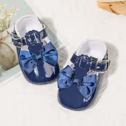 Meckior Infant Baby Girls Soft Sole Bowknot Princess Wedding Dress Mary Jane Flats Prewalker Newborn Light Baby Sneaker Shoes