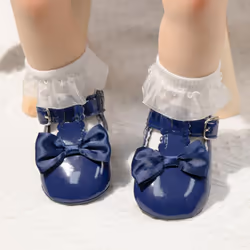 Meckior Infant Baby Girls Soft Sole Bowknot Princess Wedding Dress Mary Jane Flats Prewalker Newborn Light Baby Sneaker Shoes
