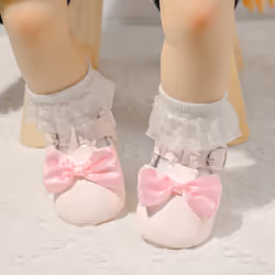Meckior Infant Baby Girls Soft Sole Bowknot Princess Wedding Dress Mary Jane Flats Prewalker Newborn Light Baby Sneaker Shoes