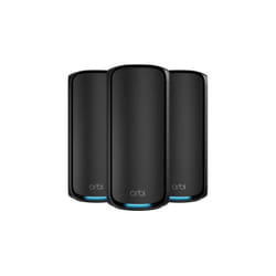 NETGEAR Orbi 970 Series Quad-Band WiFi 7, 3-Pack Quad-band (2.4 GHz / 5 GHz-1 / 5 GHz-2 / 6 GHz) Wi-Fi 6 (802.11ax) Black Internal