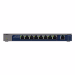 NETGEAR GS108MX-100EUS, Unmanaged, L2, Gigabit Ethernet (10/100/1000), Full duplex, Rack mounting, Desktop/Wall-Mounting