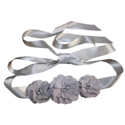Nania Bridesmaid and Flowergirls sashes wedding sash pearls flowers belts (Silver)