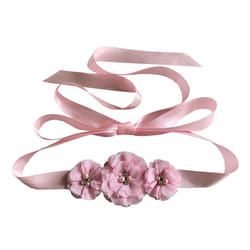 Nania Bridesmaid and Flowergirls sashes wedding sash pearls flowers belts (Pink) 95 inches