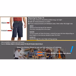 Dickies mens Dickies Men's 13 Inch Loose Fit Multi-pocket Short work u