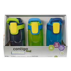 Contigo Kids Autoseal Gizmo Water Bottles  14oz (Nautical/School boy/Granny Smith)
