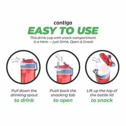 Contigo Snack Hero 2-in-1 Bottle Set - 4oz Snack Compartment & 13oz Spill-Proof Water Bottle - Red & Blue