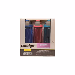 Contigo Spill-Proof Water Bottles 24oz, BPA Free, Set of 3 (Magenta, Jade, Sapphire Blue)