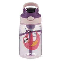 Contigo Aubrey Kids Cleanable Water Bottle with Silicone Straw and Spill-Proof Lid  Dishwasher Safe  14oz  Sloth
