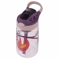 Contigo Aubrey Kids Cleanable Water Bottle with Silicone Straw and Spill-Proof Lid  Dishwasher Safe  14oz  Sloth