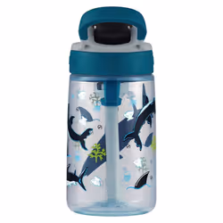 Contigo Kids Straw Water Bottle with AUTOSPOUT Lid  14oz.  White Sharks